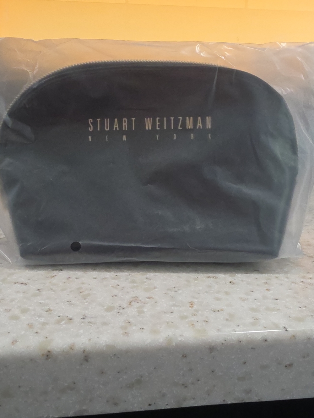 NWT Stuart Weitzman New York Black Suede Cosmetic Pouch Makeup Bag